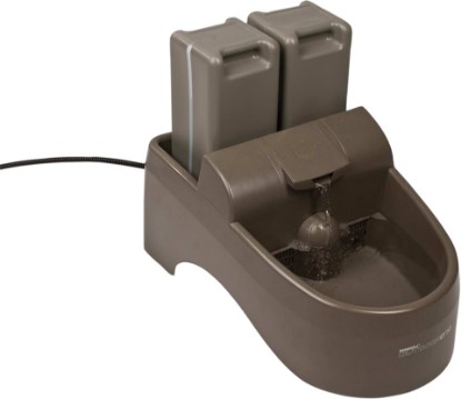 Picture of PetSafe Drinkwell Outdoor Dog Water Fountain, 2 Reservoirs, 450 oz, Taupe | Falling Stream Encourages Drinking, Replaceable Carbon Filter, UV-Resistant, Deep-Sided Drinking Bowl to Reduce Spills