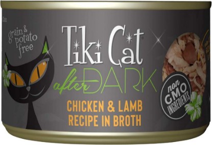 Picture of Tiki Cat After Dark Wet Cat Food, Chicken & Lamb, 5.5 oz. Cans (8 Count) | Wet Cat Food, Real chicken and Lamb, nutrient-dense organ meat, high protein, high moisture for hydration, 5.5 oz Can, 8 Pack