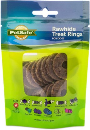 Picture of PetSafe Natural Rawhide Rings – Dog Toy Treat Ring Refills for Busy Buddy Dog Toys – Original Flavor – Small, Size A – 16 Rings