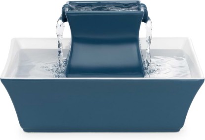 Picture of PetSafe Cat and Dog Water Fountain - Automatic Water Dispenser - Drinkwell Pagoda Ceramic Fountain for Pets - Filter Included - Blue - 70 oz, Model:PWW00-14898