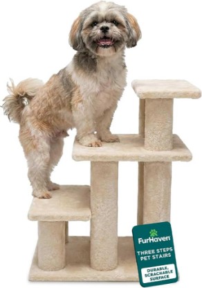 Picture of Furhaven Steady Paws Multi-Step Pet Stairs for High Beds & Sofas - Cream, 3-Step