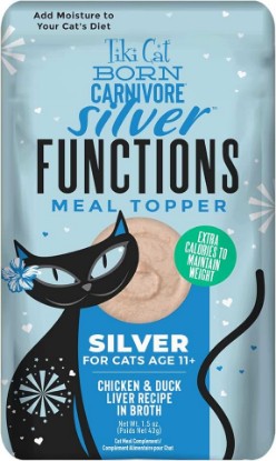 Picture of Tiki Cat Born Carnivore Silver Functional Wet Cat Food Topper for Senior Cats, 1.5 oz. Pouch (12 Count)
