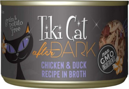 Picture of Tiki Cat After Dark, Chicken & Duck, High-Protein and 100% Non-GMO Ingredients, Wet Cat Food for Adult Cats, 5.5 oz. Cans (Pack of 8)