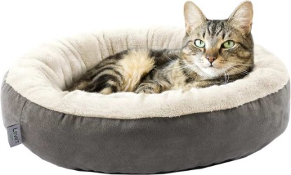 Picture of Love's cabin Round Donut Cat and Dog Cushion Bed, 20in Bed for Cats or Small Dogs, Anti-Slip & Water-Resistant Bottom, Super Soft Durable Fabric Pet Beds, Washable Luxury Cat & Dog Bed Gray OEKO-TEX STANDARD 100