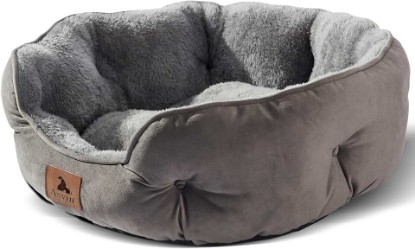 Picture of Asvin Small Dog Bed for Small Dogs, Cat Beds for Indoor Cats, Pet Bed for Puppy and Kitty, Extra Soft & Machine Washable with Anti-Slip & Water-Resistant Oxford Bottom, Grey, 20 inches OEKO-TEX STANDARD 100