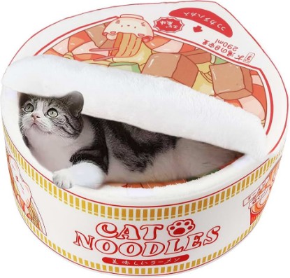 Picture of 寵幸 Ramen Noodle Cat Bed, Soft Warm Washable for Cats Dogs | Creative Pet Nest, Indoor Use, Removable Cushion, Multi-Size Fit, Dog & Cat Dual Use