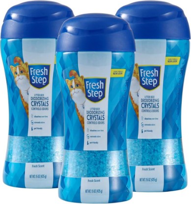 Picture of Fresh Step Cat Litter Crystals Deodorizer, Fresh Scent, 15 Oz, 3-Pack | Non-toxic crystals neutralize odor at the source in any litter box, keeps home areas smelling fresh