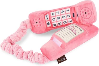 Picture of P.L.A.Y. Cute Plush Dog Toys - 1980s Classics Themed Durable Squeaker Chew Toy, Great for Puppies & Small, Medium, Large Dogs - Machine Washable, Recycled Materials (Paw Talk Pink Corded Telephone)