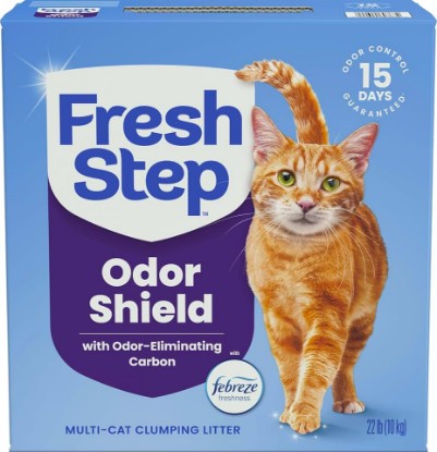 Picture of Fresh Step Odor Shield Multi Cat Clumping Litter with Febreze Freshness, Odor-Eliminating Carbon, Ammonia Block Technology, 22 lb. Box