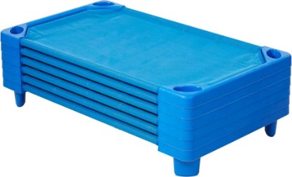 Picture of Back2School Express SlumberEdge Stackable Toddler Cot, RTA, 6-Pack, Blue | Breathable mesh, GREENGUARD Gold Certified, 75 lb capacity, space-saving vertical stacking, rounded edges, classroom/daycare