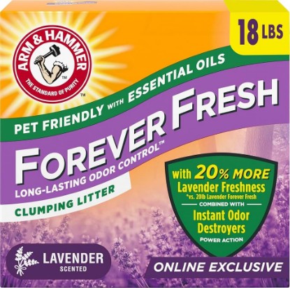 Picture of Arm & Hammer Forever Fresh Clumping Cat Litter Lavender, MultiCat Cat Litter Odor Control 18lb With 20% More Lavender Freshness, With Essential Oils