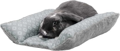 Picture of Furhaven Cat Bed for Indoor Cats, Washable w/ Removable Bolsters, For Pets Up to 9 lbs - Plush & Diamond Print Cuddle Loaf Mat - Gray, Small