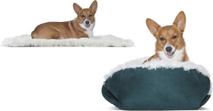 Picture of Furhaven Self-Warming Cat Bed for Indoor Cats, 4-Beds-in-1 & Washable - Plush Long Faux Fur Convertible Cuddler - Spruce, Large