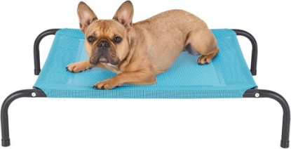 Picture of Furhaven Elevated Pet Cots - Cooling & Breathable Nylon Mesh Hammock for Small Dogs & Cats/Easy-to-Assemble / / Durable and Reinforced/Perfect for Rest & Relaxation Outdoors - Capri Blue, Small