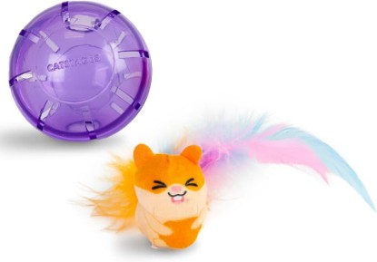 Picture of Catstages Hamster Ball Interactive Treat-Dispensing Ball Puzzle Cat Toy with Removable Squeaking Plush Hamster, Purple
