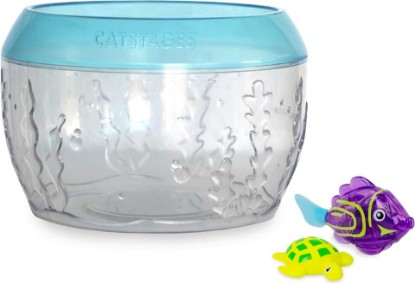 Picture of Catstages Meow-Smerizing Fish Bowl Interactive Cat Toy, 7.2" x 4.5" | 2 Water Play Toys Included: Floating Turtle & Electronic Fish That Swims & Lights Up, Hunting Instincts, Cats & Kittens