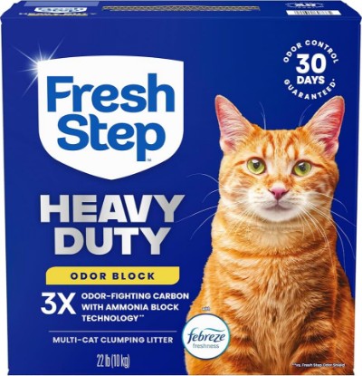 Picture of Fresh Step Heavy Duty Odor Block Multi Cat Clumping Litter with Febreze Freshness, 3X Odor-Eliminating Carbon, Ammonia Block Technology, Low Tracking, Low Dust, 22 lb. Box