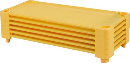 Picture of Back2School Express Stackable Cot, Ready-to-Assemble, 6-Pack, Yellow | Breathable mesh, GREENGUARD Gold Certified, 75 lb capacity, space-saving vertical stacking, rounded edges, classroom/daycare