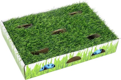 Picture of Catstages Grass Patch Hunting Box Cat Toy, Faux Grass & 3 Balls, 10" x 14" | Encourages Exercise, Stimulation & Natural Hunting Instincts, Scratch & Lounge, Interactive Enrichment, Indoor Cats & Kittens
