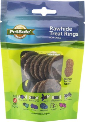 Picture of PetSafe Busy Buddy Dog Treat Rings, Small, Size A, 16 Count | Grain-Free Peanut Butter Flavored Treat Ring Refills, Resealable Bags Keep Rings Fresh, Tasty Distraction for Dogs