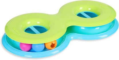 Picture of Catstages Infinity Ball Track for Cats, 3 Balls Included, 17.4" | Figure-8 Shaped Track with 2 Regular Balls + 1 Light-Up Ball, Bat & Swat Play, Compatible with Topper Toys, Cats & Kittens