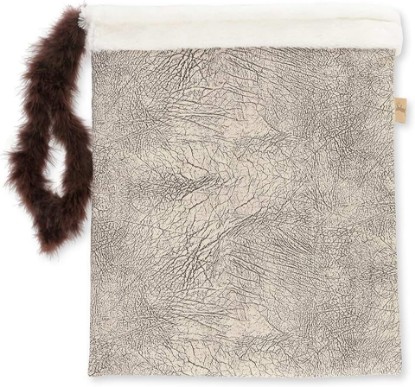 Picture of P.L.A.Y. Cat Crinkle Sack with Feather for Indoor Cats & Kittens - Collapsible Tunnel Bag, Interactive Hide & Seek Cat Toy, Sleeping Bag - Made with Cozy Plush Upcycled Materials (Ash Gray Chocolate)