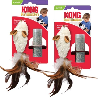 Picture of KONG Refillables Catnip Toys, Assorted 2-Pack – Plush Cat Toys with Refillable Catnip Pouch & Premium North American Catnip (Feather Mouse 2 Pack)