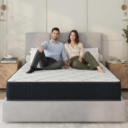 Picture of Sayre 10 Inch Queen Hybrid Mattress in a Box Cooling Gel Memory Foam & Pocket Springs, Medium Firm Support for Back Pain Relief, Motion Isolation,CertiPUR-US & Oeko-TEX Certified (80"L x 60"W x 10"Th)