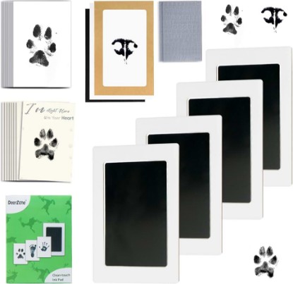 Picture of DeerZone Inkless Paw Print Kit,Dog Paw Print Kit,Dog Nose Print Kit | Clean Touch Ink Pads,4 Ink Pads & 16 Imprint Cards,Pet Paw Print Impression Kit for Dogs Cats Baby Footprint Keepsake