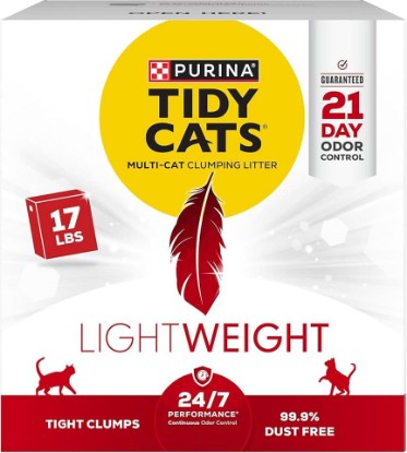 Picture of Purina Tidy Cats LightWeight Clumping Multi-Cat Litter, 17 lb Box | Easy to carry, 24/7 odor control, clean linen scented, 99.9% dust-free.