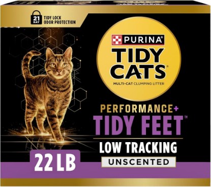 Picture of Purina Tidy Cats Performance Plus Tidy Feet Unscented Clumping Cat Litter, Low Tracking Odor Control, 22 lb. Box