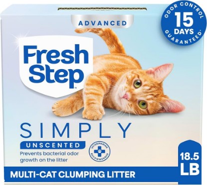 Picture of Fresh Step Advanced Simply Unscented Multi Cat Clumping Cat Litter, 18.5 lb | Formulated with No Added Dyes or Fragrances, Ammonia Block Technology, Low Dust, Compatible with Most Automatic Litter Boxes