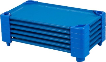 Picture of Back2School Express Stackable Toddler Cot, Ready-to-Assemble, 6-Pack, Blue | Breathable mesh, GREENGUARD Gold Certified, 75 lb capacity, space-saving vertical stacking, rounded edges, classroom/daycare