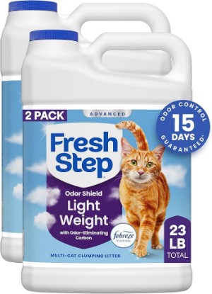 Picture of Fresh Step Advanced Odor Shield Light Weight Clumping Litter, 11.5 lb., 2Pk | Lightweight Clay Cat Litter, Jug, Easy to Lift and Pour, Scented with Febreze Freshness, Carbon for Strong Odor Control