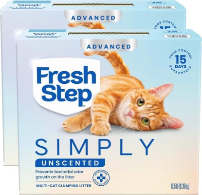 Picture of Fresh Step Advanced Simply Unscented Multi Cat Clumping Litter, 18.5lb, 2Pk | Formulated with No Added Dyes or Fragrances, Ammonia Block Technology, Low Dust, Compatible with Most Automatic Litter Boxes