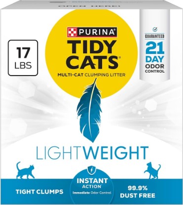 Picture of Purina Tidy Cats LightWeight Instant Action Cat Litter, 17 lb | Scented, 99.9% dust-free cat litter, 21-day odor control, tight clumping for multi-cat homes, easy to carry