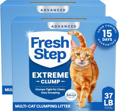 Picture of Fresh Step Advanced Extreme Clump Multi Cat Clumping Litter, 18.5 lb., 2 Pk | Forms Tight Clumps, Easy To Scoop, Scented, Ammonia Block Technology, Low Dust, Compatible with Most Auto Litter Boxes