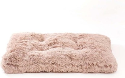 Picture of Gusseted Essential Dog Mat, Plush Pet Bed - Deluxe Sleeping Mat for Medium & Large Dogs - Fluffy, Recycled Fiber Filling, Machine Washable, Fits in Crate (Shaggy Tan, Medium)
