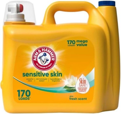 Picture of ARM & HAMMER Sensitive Skin Plus Fresh Scent Liquid Laundry Detergent | Dermatologist Tested Formula, Hypoallergenic and Dye Free, 170 Loads, 170 fl oz