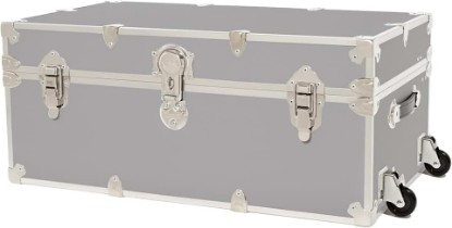 Picture of Rhino Classic XL Trunk with Wheels for Camp and Dorm, Footlocker, Chest | 34"L x 20"W x 15"H, 1500+ lb Capacity, Baltic Birch Plywood, Nickel Plated Steel, Durable, Removable, College Dorm