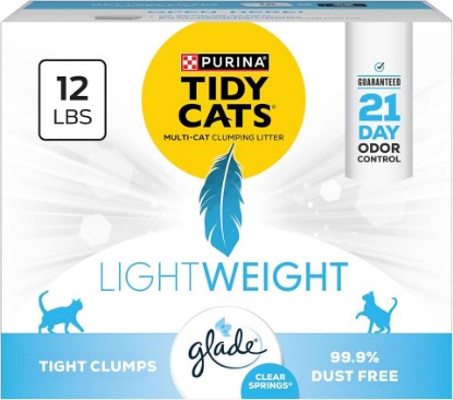 Picture of Purina Tidy Cats Lightweight Cat Litter, Glade Clear Springs Multi-Cat, Clumping, Low Dust, Scented Cat Litter, 12 lb. Box