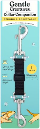 Picture of Gentle Creatures Collar Companion Adjustable Dog Safety Backup Clip | for harness, prong, pinch, martingale collars; double-ended swivel clasp; anti-escape; prong collar safety clip