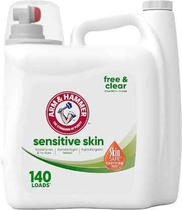 Picture of ARM & HAMMER Sensitive Skin Free & Clear Liquid Laundry Detergent | Hypoallergenic, Dye Free, Dermatologist Tested, 140 Loads, 140 fl oz