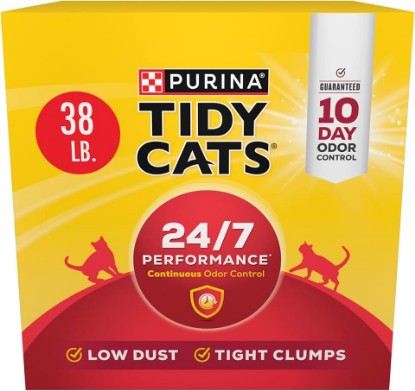 Picture of Purina Tidy Cats 24/7 Performance Clumping Cat Litter, 38 lb Box | Clean Linen scent with a slow-release deodorizer, guaranteed 10-day control