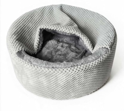 Picture of Winsterch Small Gray Kitten Bed with Soft Cover,Washable Cozy Round Pet Bed | Cozy 12.6"Round Bed for Kittens up to 2 lbs, Featuring a Soft Cover, Plush Lining, Removable Cushion and Non-Slip Base