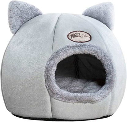 Picture of Cat Beds for Indoor Cats, 13 Inch Washable Fluffy Soft Cute Cat Bed Cave with Removable Cushion,Round Plush Faux Fur Self Warming Cat Bed for Small Medium Dogs Puppy Kitten Kitty Supplies