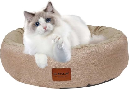 Picture of CLAYCLAY Cozy Round Cat Bed – Soft, Comfortable Cushion for Cats & Kittens – Non-Slip, Machine Washable, Plush Sleep Bed for Cats, Ideal for Resting & Napping up to 20lbs
