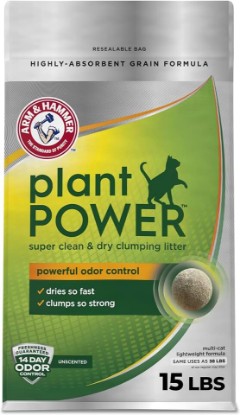 Picture of Arm & Hammer Plant Power Plant-Based Clumping Cat Litter, Unscented 15 Lbs | Highly Absorbent Natural Grain Formula, 14-Day Odor Control, Lightweight, For Multi-Cat Homes