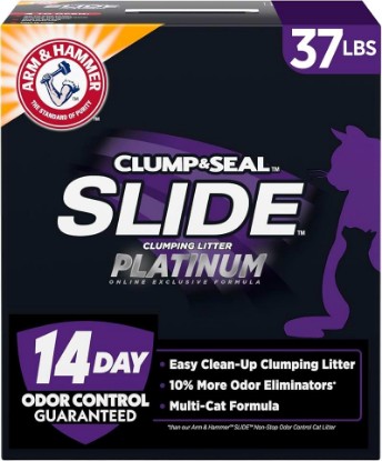 Picture of Arm & Hammer Slide Platinum Easy Clean-Up Clumping Cat Litter, 37 Lbs | 24/7 Odor Control, Triple-Action Freshness, Non-Stick, Low Tracking, Multi-Cat Formula, Scented