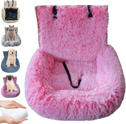 Picture of Car Seat Dog Bed with Safety Straps, Fluffy Safety Cars Seats for Large Small Dogs, Cooling Removable and Easy to Clean (P,M:72 * 60cm)
